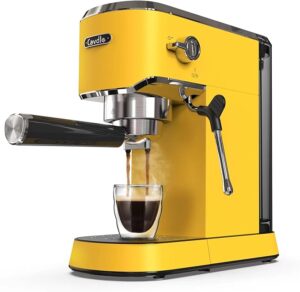 Espresso Machine 20 Bar Espresso Maker CMEP02 with Milk Frother Steam Wand, Yellow Retro Home Expresso Coffee Machine for Cappuccino and Latte