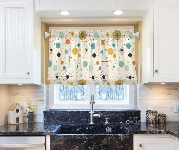 polka-dot kitsch retro kitchen curtains