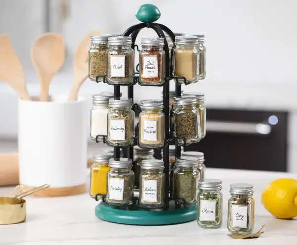 Retro Inspired Spice Rack with Spice Jars