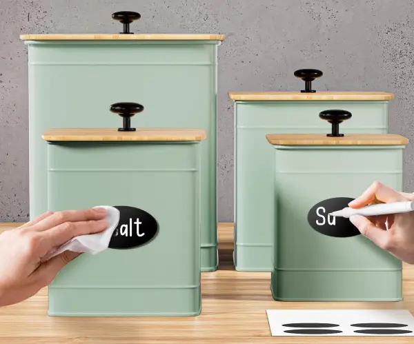 Retro Canisters with Customizable Chalkboard Labels & Marker Pen