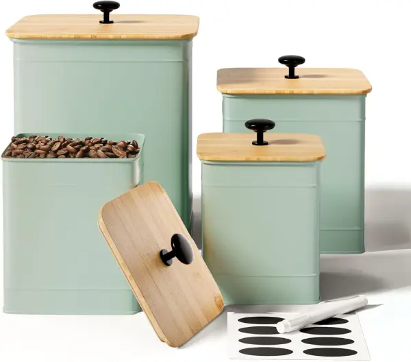 Retro Green Kitchen Storage Canisters