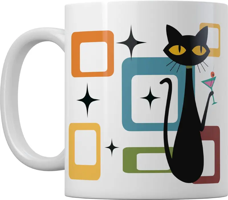 Mid Century Modern Cat Coffee Mug