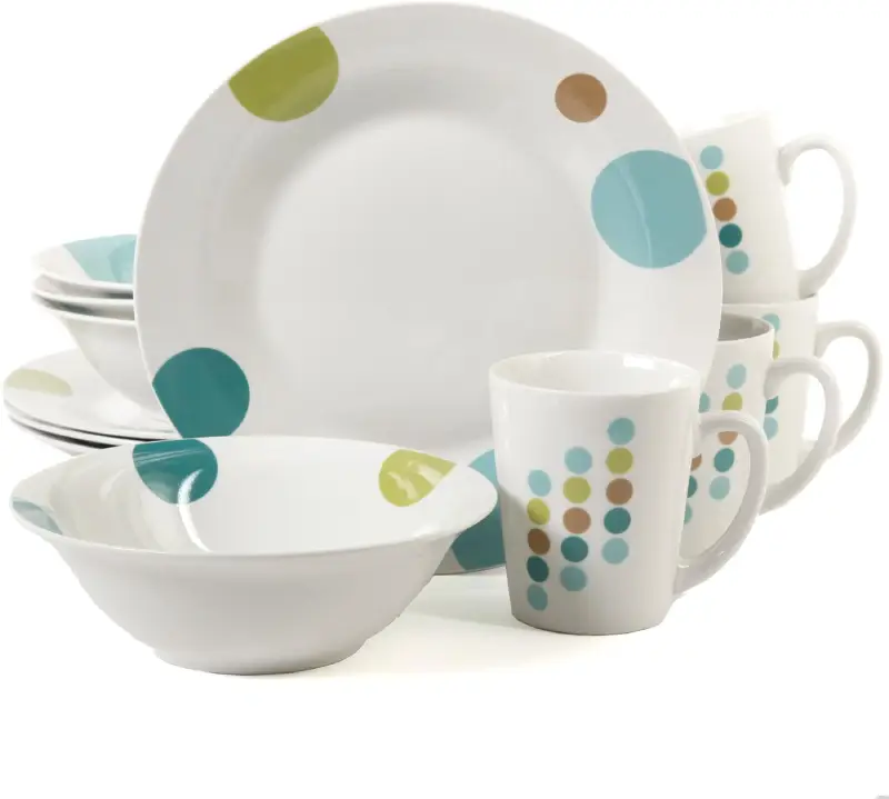 Gibson Home Retro Specks 12 Piece Ceramic Multicolored Dinnerware Set
